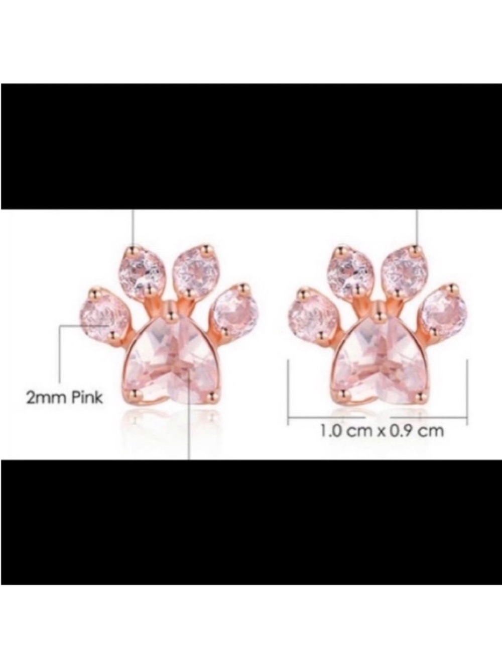 Pink Paw earrings/ studs (3 pairs) - Picture 4 of 5